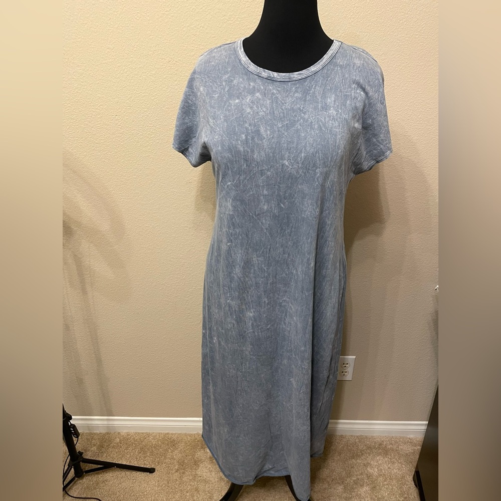 LuLaRoe Maria maxi t shirt dress XL Blue denim look cotton dress